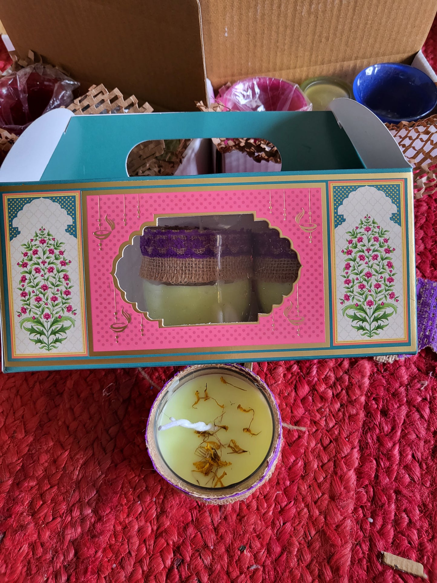 Diwali aromatic jar candle gift set