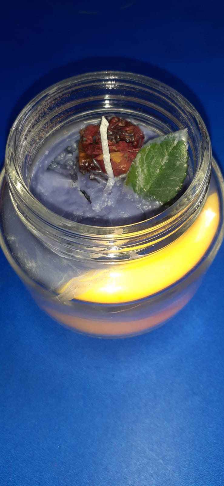 Orange Bay leaf Geometric Candle