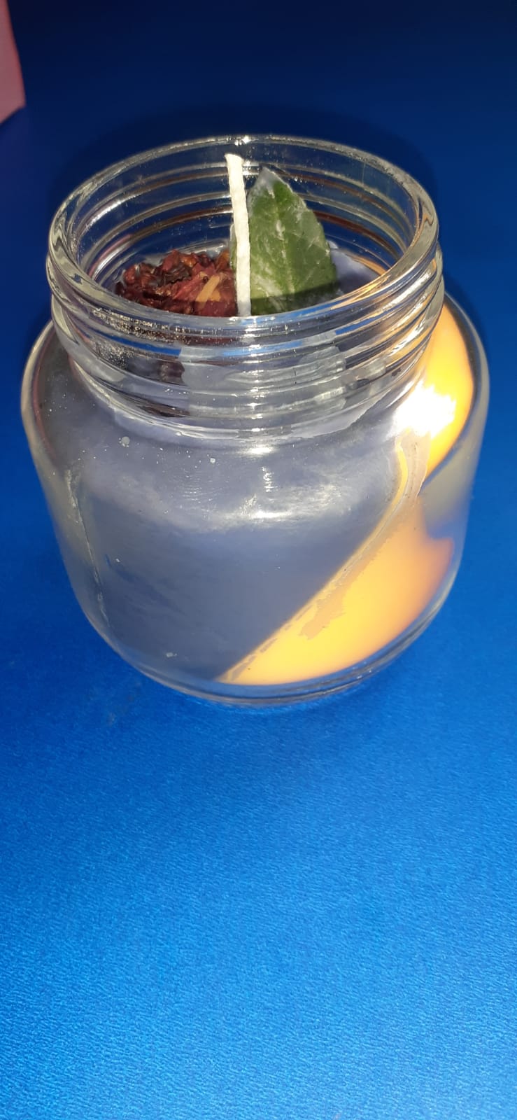 Orange Bay leaf Geometric Candle