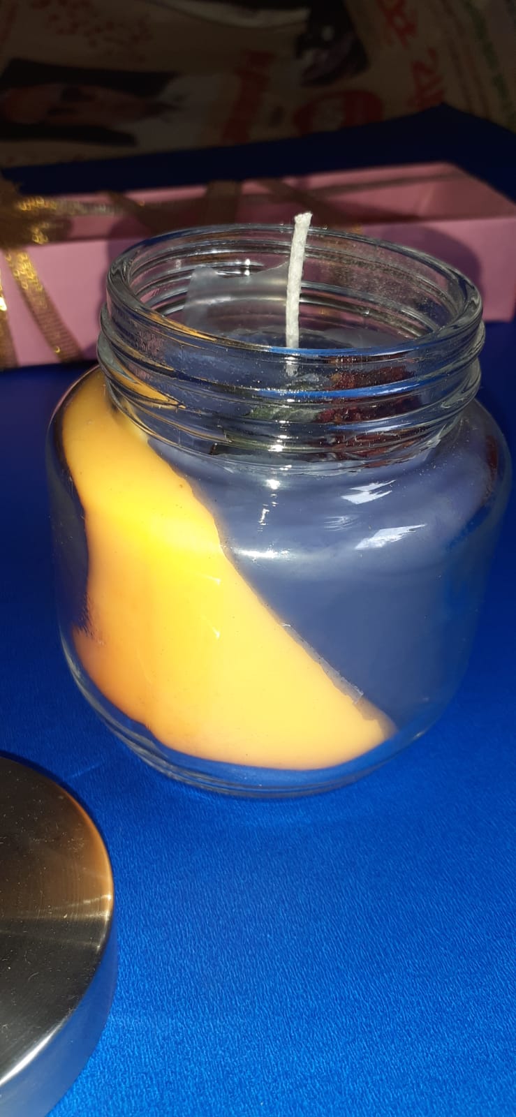 Orange Bay leaf Geometric Candle
