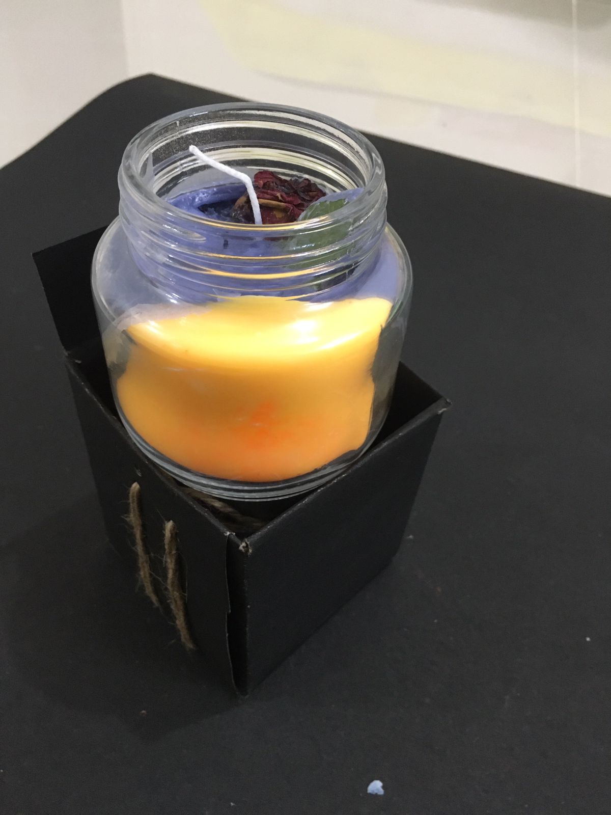 Orange Bay leaf Geometric Candle