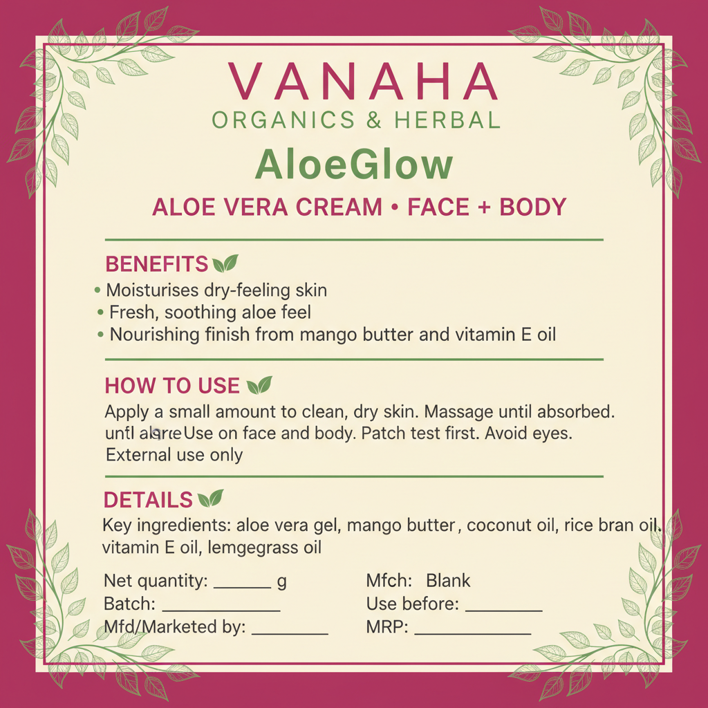 AloeGlow back square label
