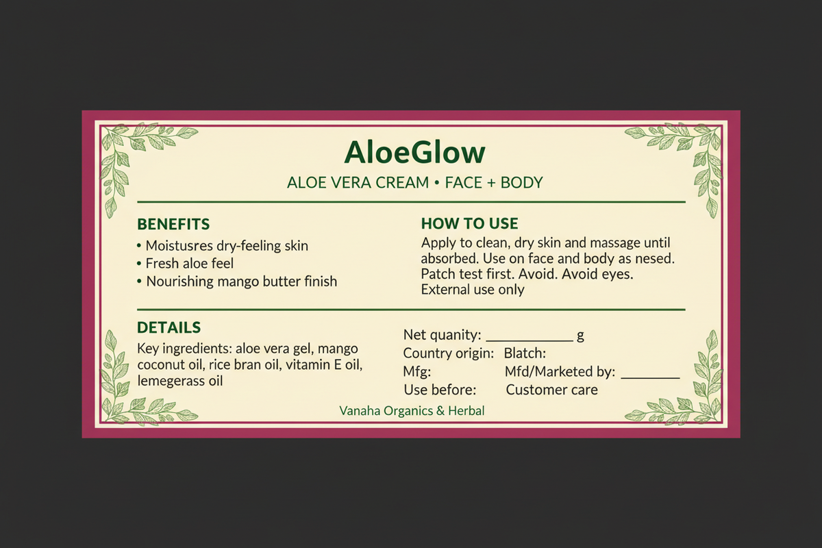 AloeGlow back wide label