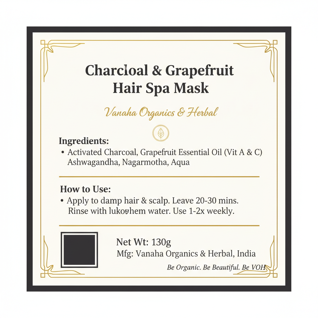 Charcoal & Grapefruit Hair Spa Mask | Ashwagandha & Nagarmotha | 130g