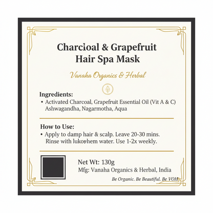 Charcoal & Grapefruit Hair Spa Mask | Ashwagandha & Nagarmotha | 130g