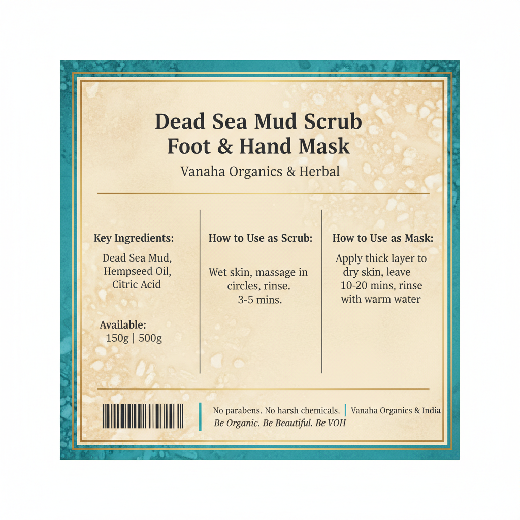 Dead Sea Mud Scrub Foot & Hand Mask | Hempseed Oil | Mineral-Rich Exfoliator
