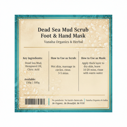 Dead Sea Mud Scrub Foot & Hand Mask | Hempseed Oil | Mineral-Rich Exfoliator