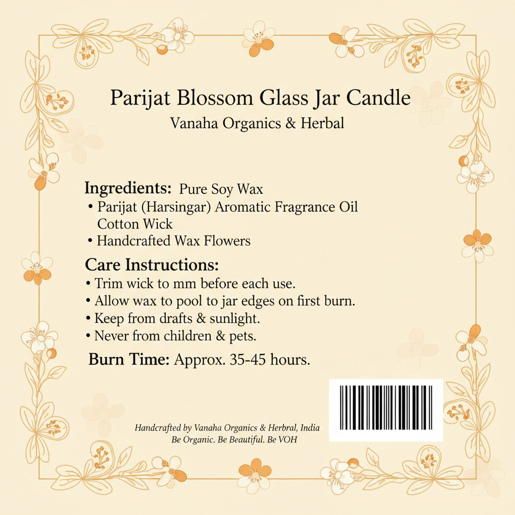 Parijat Blossom Glass Jar Candle | Handcrafted Wax Flowers | Soy Wax Aromatherapy