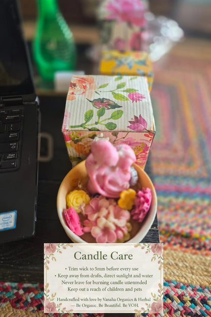Floral Bloom Ceramic Bowl Candle - with closed floral gift box