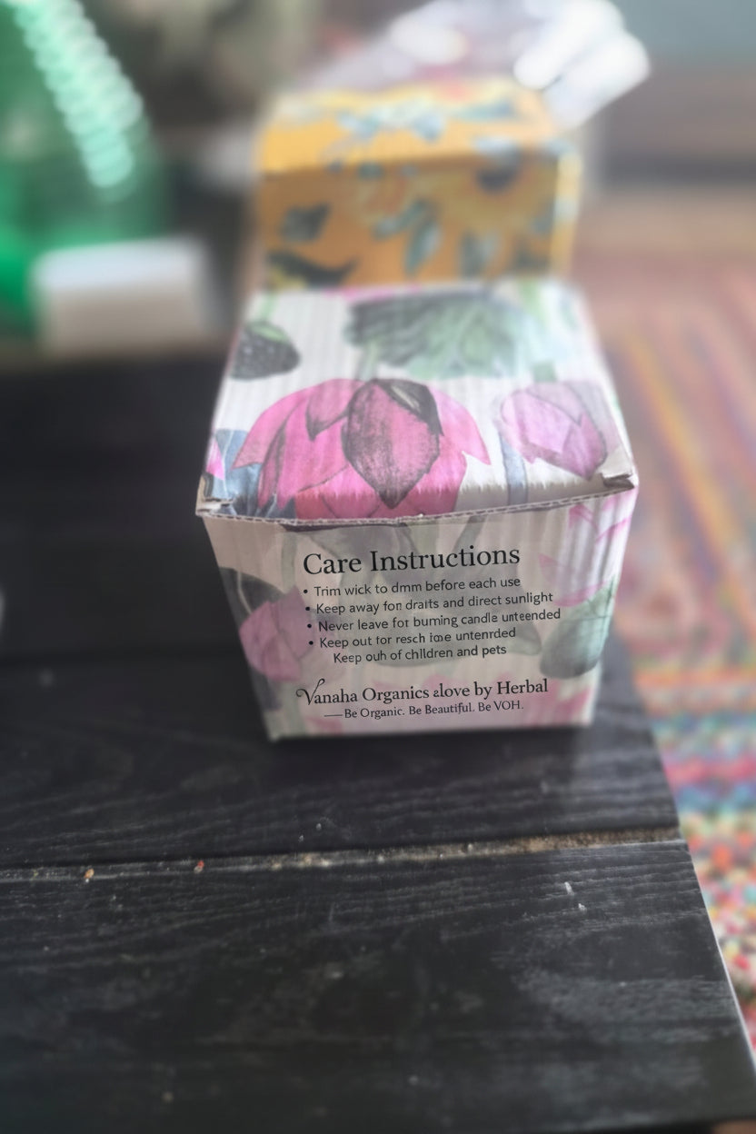 Coconut Shell Floral Soy Candle gift box - closed view