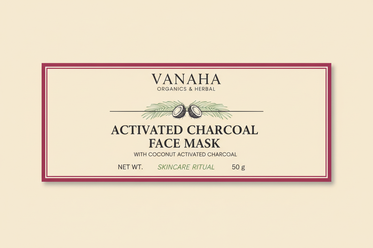 Charcoal Face Mask 48 × 25 mm label