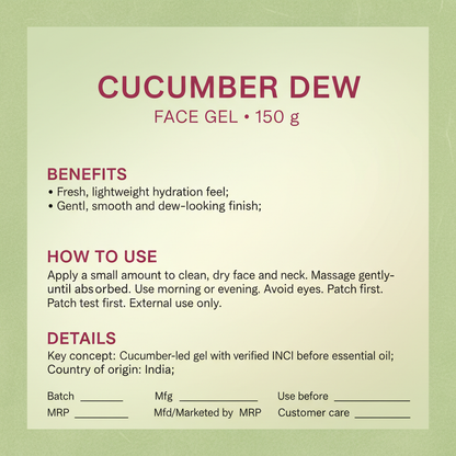 Cucumber Dew Face Gel with Lavender Essential Oil