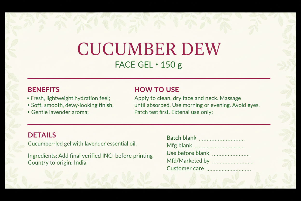 Cucumber Dew Face Gel with Lavender Essential Oil