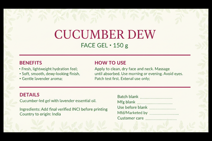 Cucumber Dew Face Gel with Lavender Essential Oil