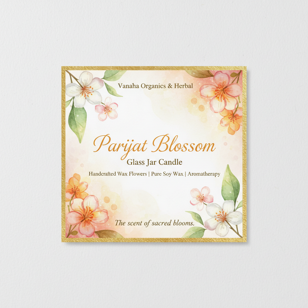 Parijat Blossom Glass Jar Candle | Handcrafted Wax Flowers | Soy Wax Aromatherapy