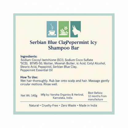 Serbian Blue Clay Peppermint Icy Shampoo Bar