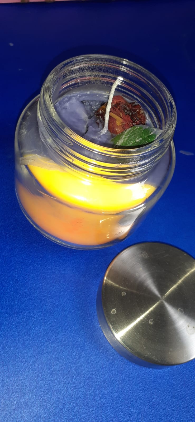 Orange Bay leaf Geometric Candle